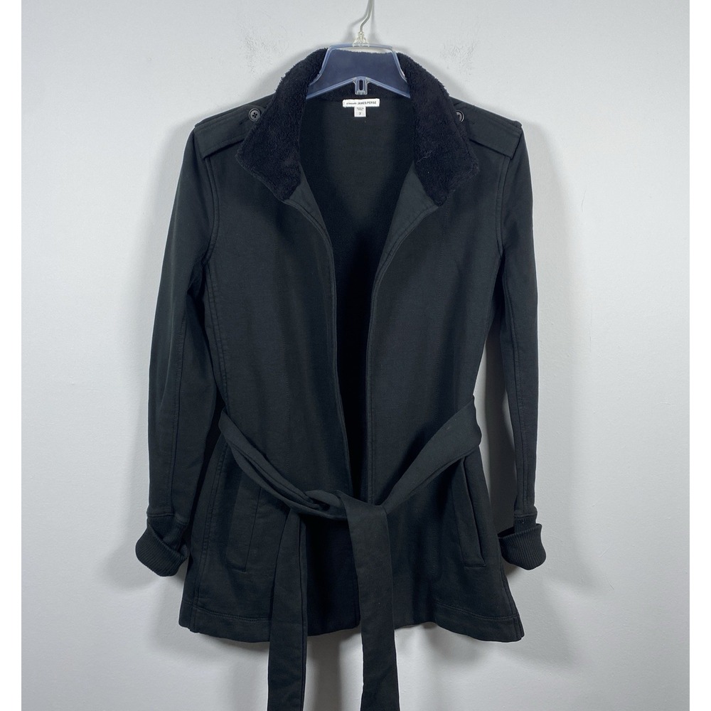 Standard James Perse Surplus Wrap Jacket Size‎ 2 S / M Black Open Front Belted